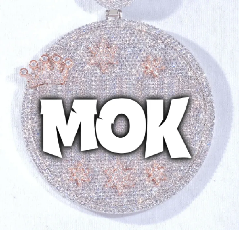 CUSTOM LETTER NECKLACE 3D BIG CROWN DISC sold by The GUU Shop