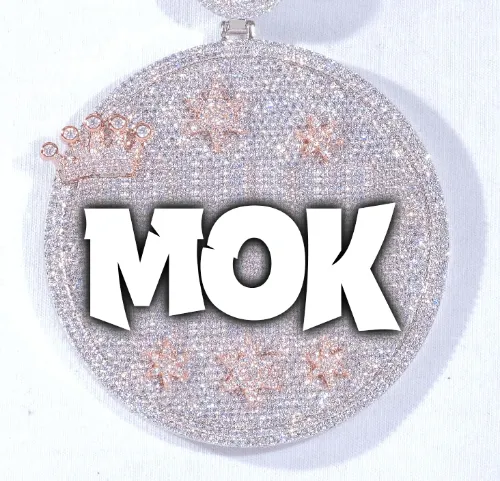 CUSTOM LETTER NECKLACE 3D BIG CROWN DISC sold by The GUU Shop