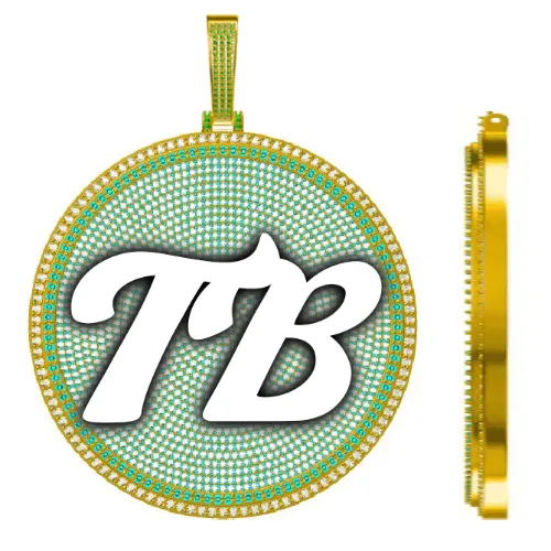 CUSTOM LETTER NECKLACE 3D BIG DISC sold by The GUU Shop