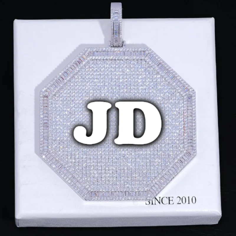 CUSTOM LETTER NECKLACE 3D BIG OCTAGON sold by The GUU Shop