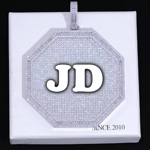 CUSTOM LETTER NECKLACE 3D BIG OCTAGON sold by The GUU Shop