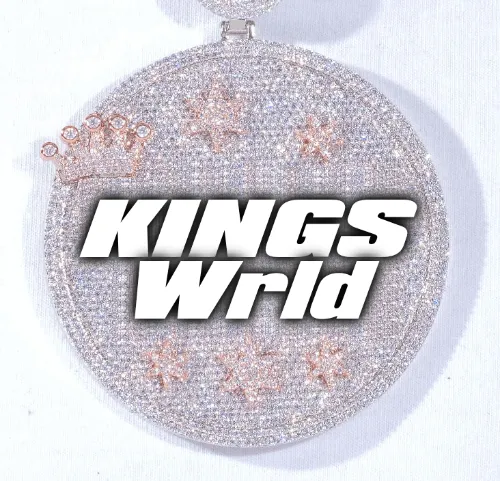 CUSTOM LETTER NECKLACE 3D BIG CROWN DISC sold by The GUU Shop