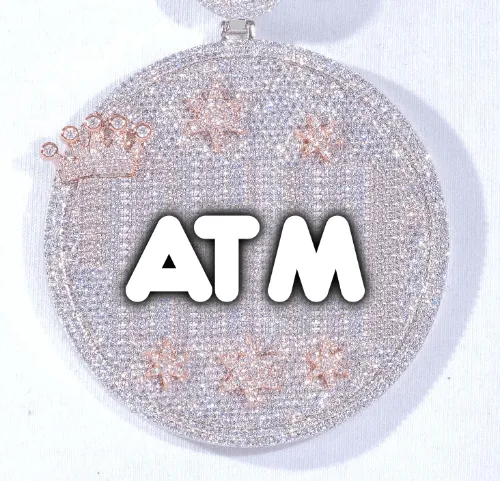 CUSTOM LETTER NECKLACE 3D BIG CROWN DISC sold by The GUU Shop