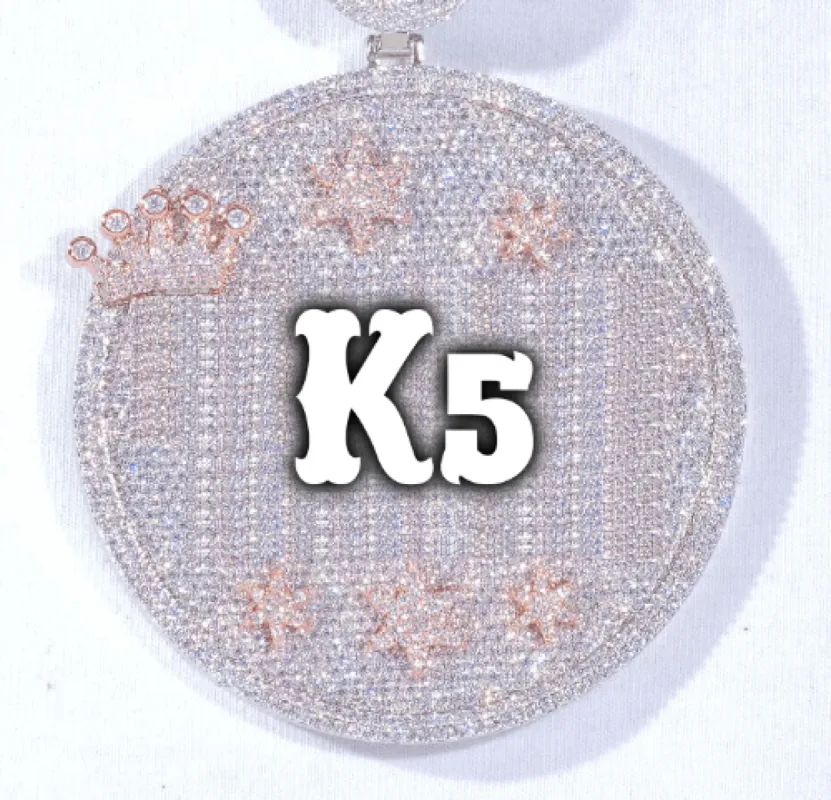 CUSTOM LETTER NECKLACE 3D BIG CROWN DISC sold by The GUU Shop