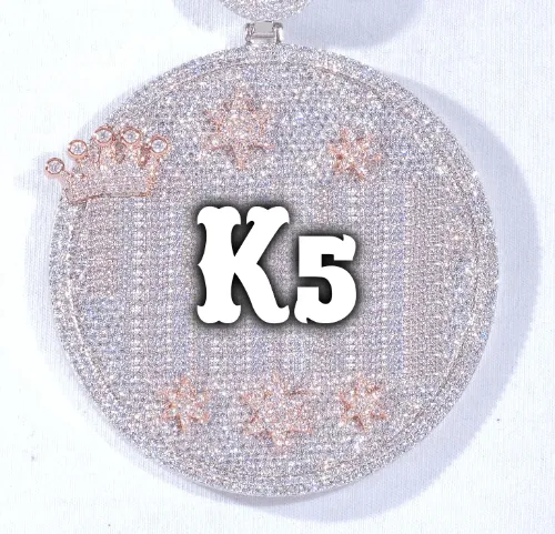 CUSTOM LETTER NECKLACE 3D BIG CROWN DISC sold by The GUU Shop