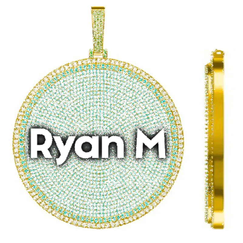 CUSTOM LETTER NECKLACE 3D BIG DISC sold by The GUU Shop