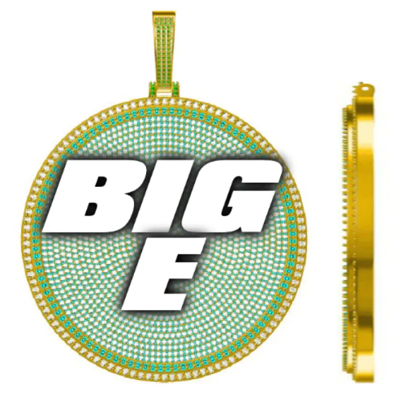 CUSTOM LETTER NECKLACE 3D BIG DISC sold by The GUU Shop