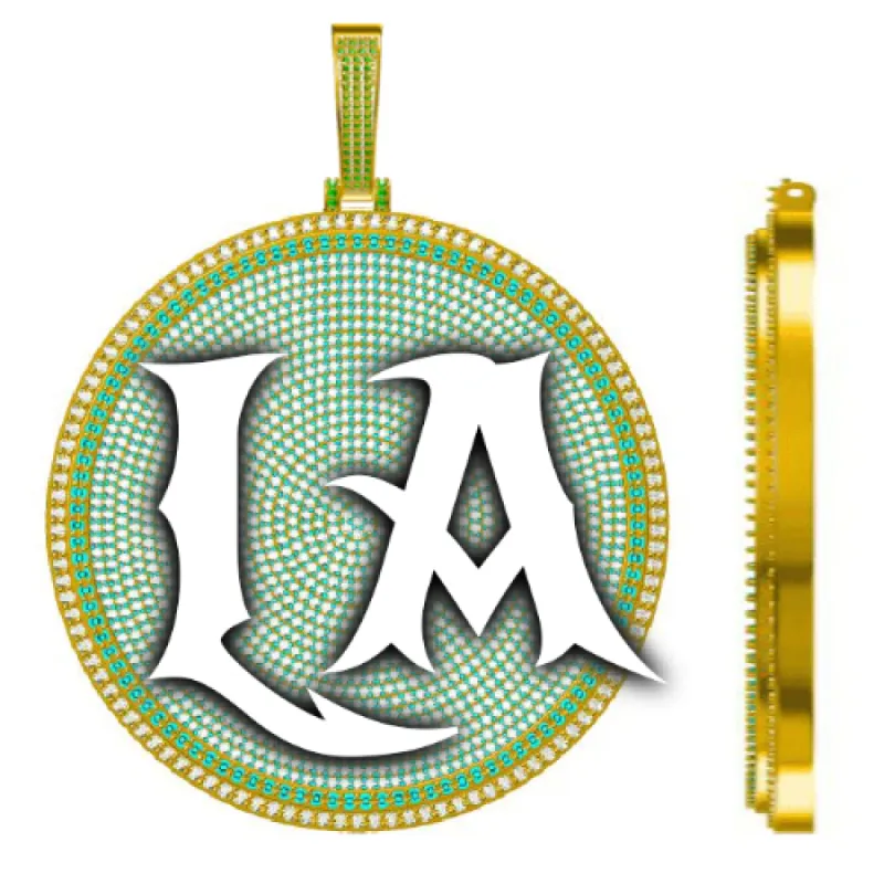 CUSTOM LETTER NECKLACE 3D BIG DISC sold by The GUU Shop