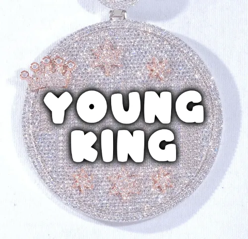 CUSTOM LETTER NECKLACE 3D BIG CROWN DISC sold by The GUU Shop