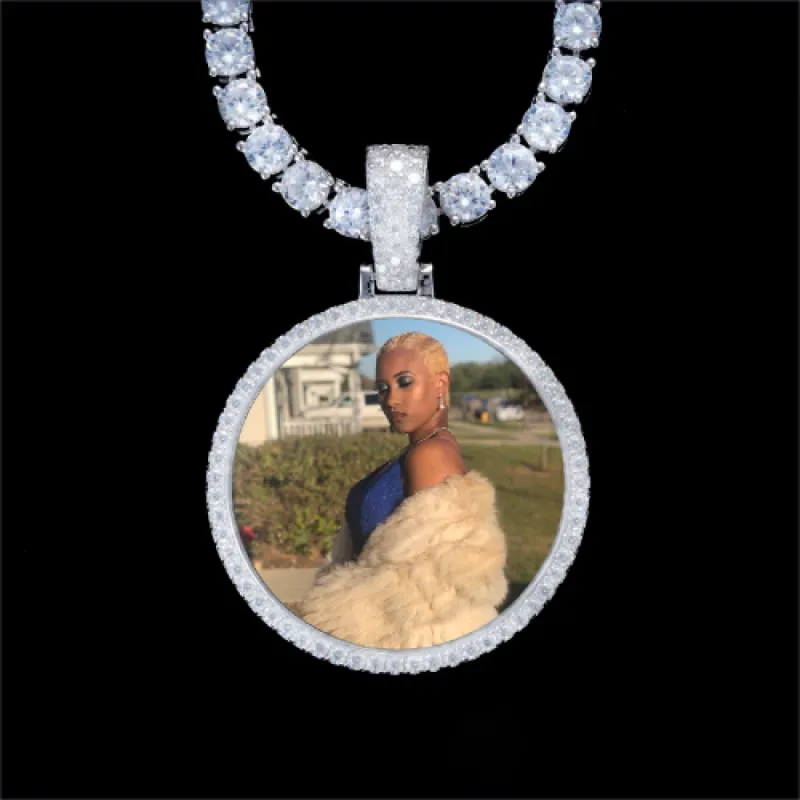 925S & VVS Moissanite 3D Circle Custom Picture Pendant sold by The GUU Shop