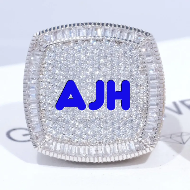 CUSTOM LETTER 3D ICED RING sold by The GUU Shop