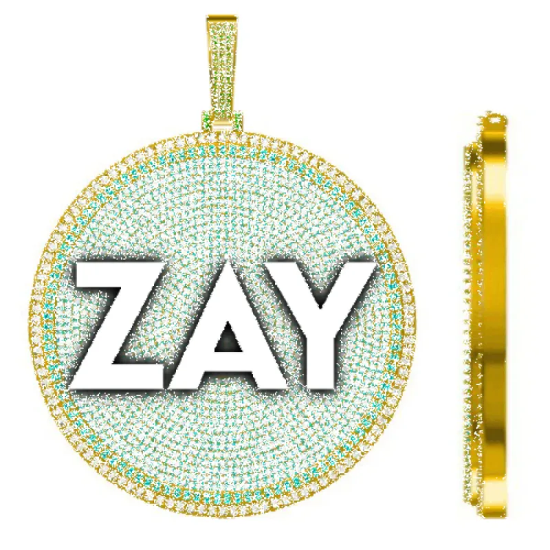 CUSTOM LETTER NECKLACE 3D BIG DISC sold by The GUU Shop