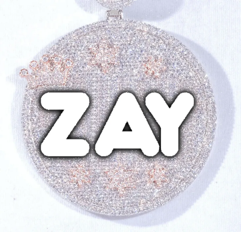 CUSTOM LETTER NECKLACE 3D BIG CROWN DISC made by The GUU Shop