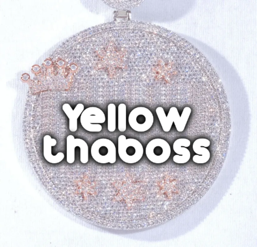 CUSTOM LETTER NECKLACE 3D BIG CROWN DISC sold by The GUU Shop