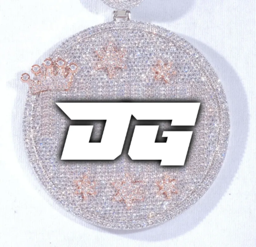 CUSTOM LETTER NECKLACE 3D BIG CROWN DISC sold by The GUU Shop