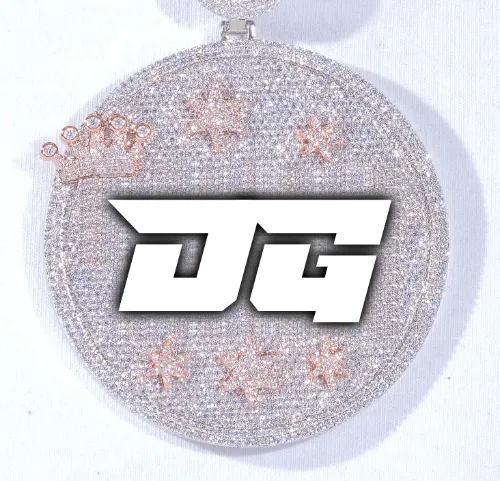 CUSTOM LETTER NECKLACE 3D BIG CROWN DISC sold by The GUU Shop