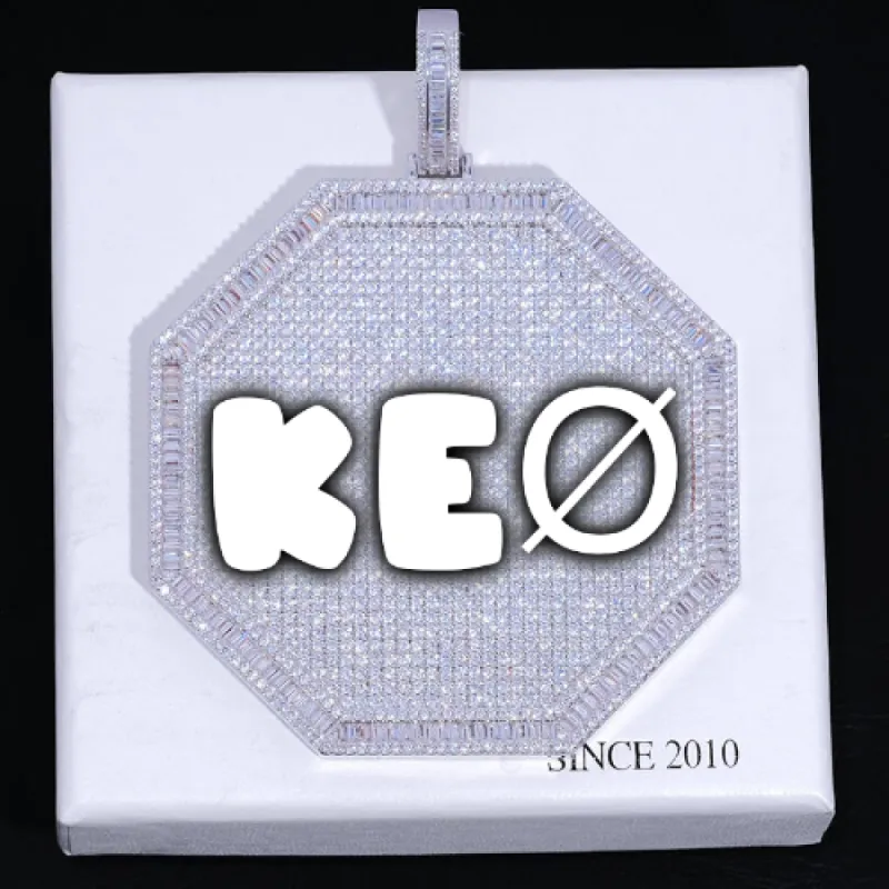 CUSTOM LETTER NECKLACE 3D BIG OCTAGON sold by The GUU Shop