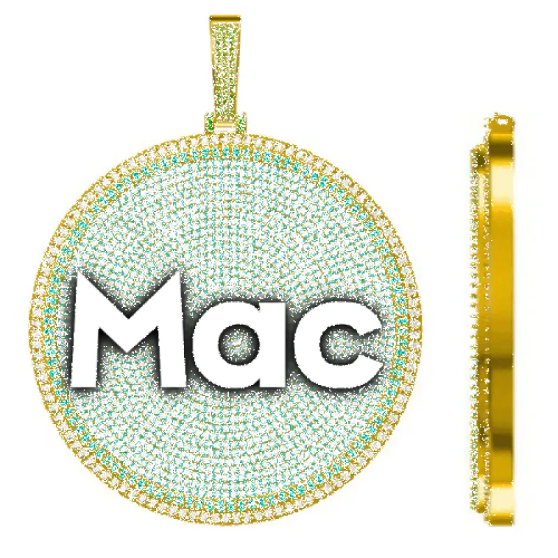 CUSTOM LETTER NECKLACE 3D BIG DISC sold by The GUU Shop