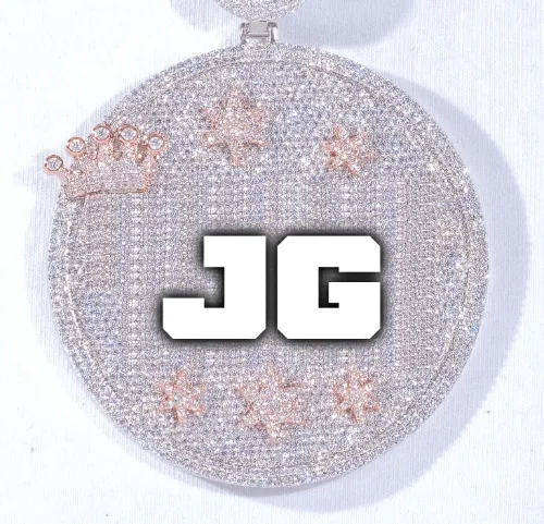 CUSTOM LETTER NECKLACE 3D BIG CROWN DISC sold by The GUU Shop