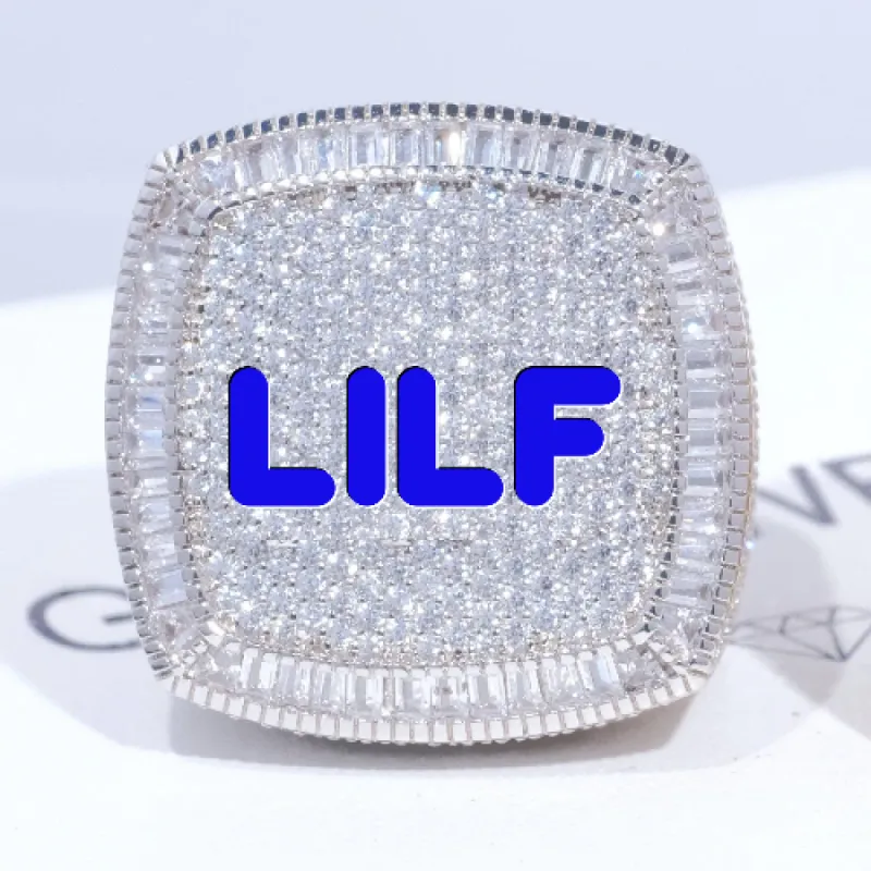 CUSTOM LETTER 3D ICED RING sold by The GUU Shop