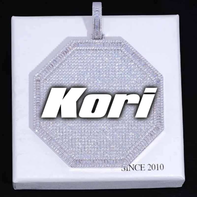 CUSTOM LETTER NECKLACE 3D BIG OCTAGON sold by The GUU Shop