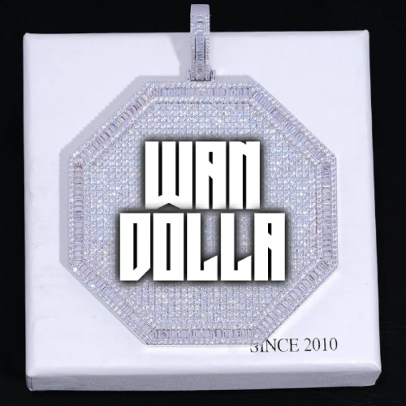 CUSTOM LETTER NECKLACE 3D BIG OCTAGON sold by The GUU Shop