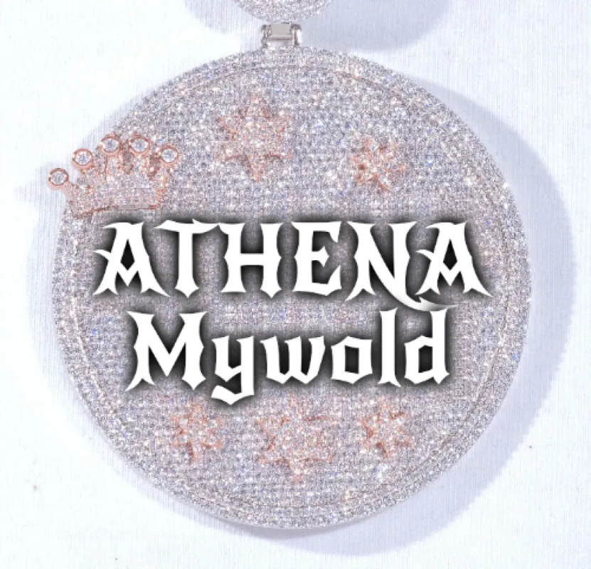 CUSTOM LETTER NECKLACE 3D BIG CROWN DISC sold by The GUU Shop