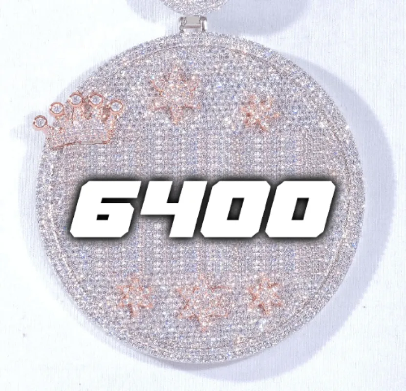 CUSTOM LETTER NECKLACE 3D BIG CROWN DISC sold by The GUU Shop