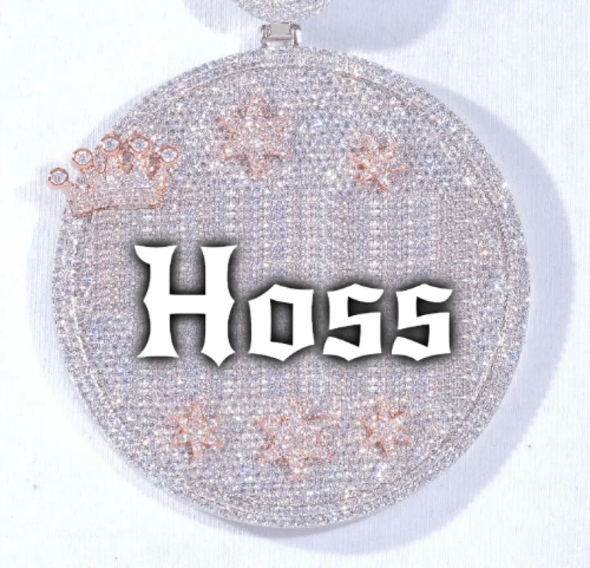 CUSTOM LETTER NECKLACE 3D BIG CROWN DISC sold by The GUU Shop