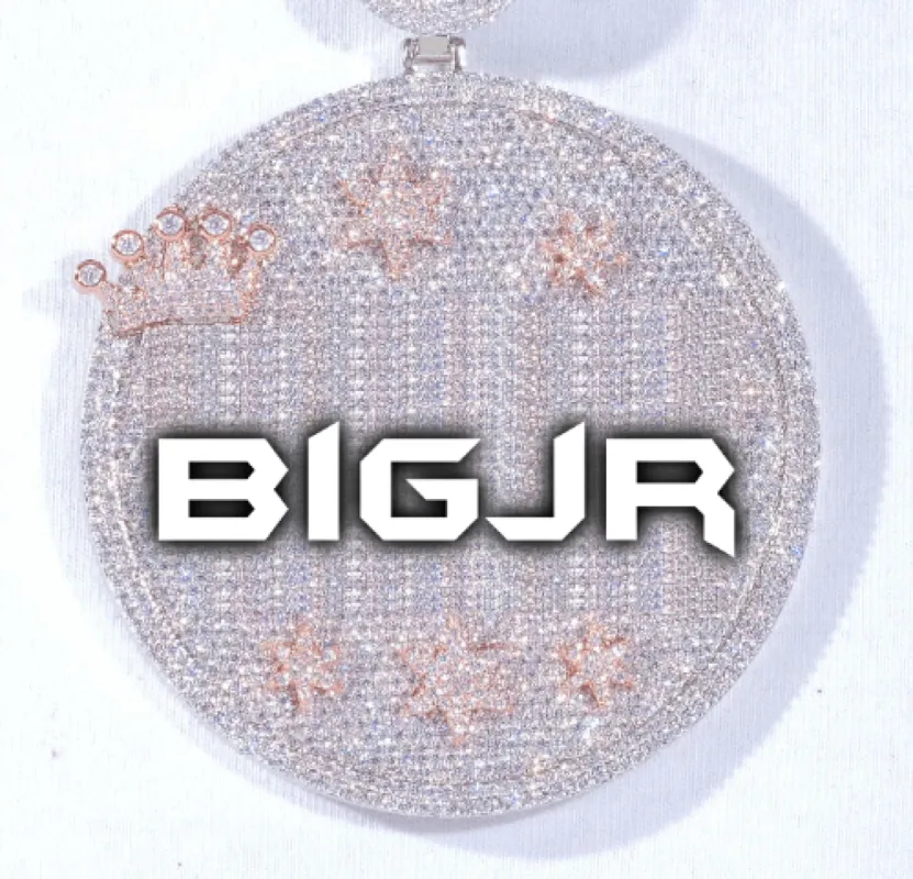 CUSTOM LETTER NECKLACE 3D BIG CROWN DISC sold by The GUU Shop