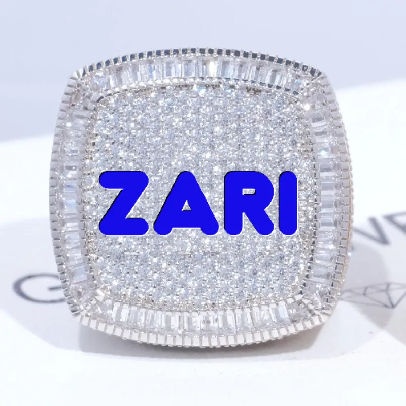 CUSTOM LETTER 3D ICED RING sold by The GUU Shop