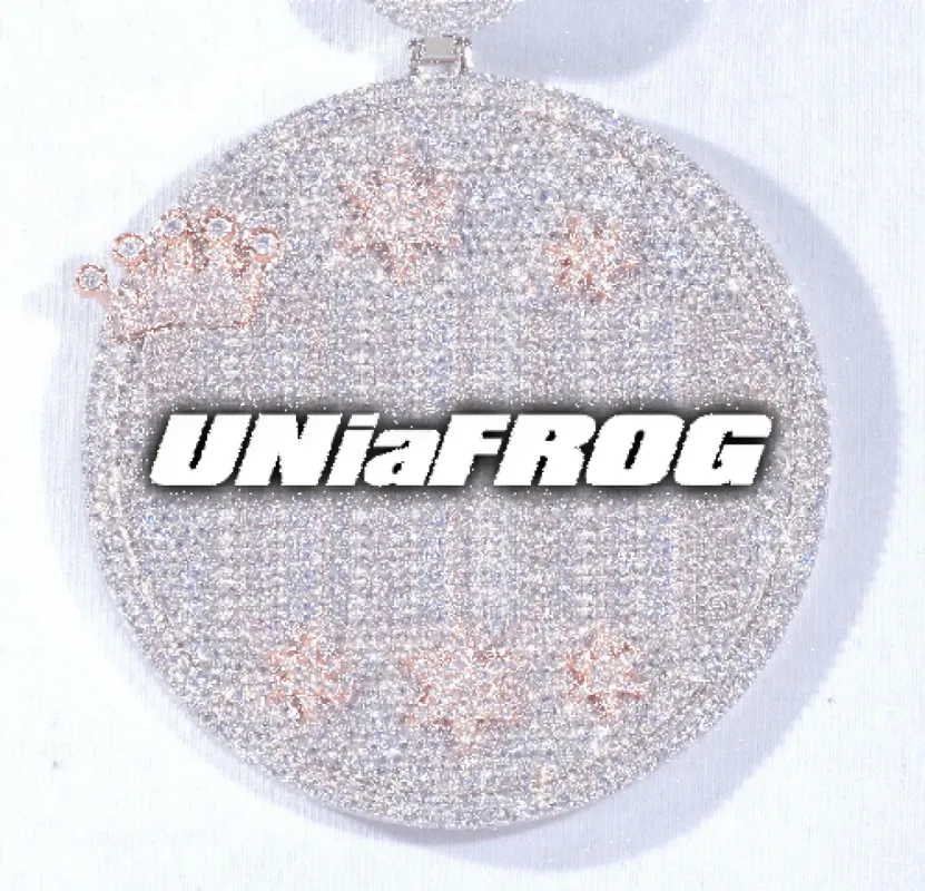 CUSTOM LETTER NECKLACE 3D BIG CROWN DISC sold by The GUU Shop