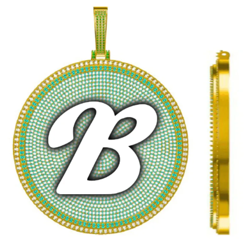 CUSTOM LETTER NECKLACE 3D BIG DISC sold by The GUU Shop