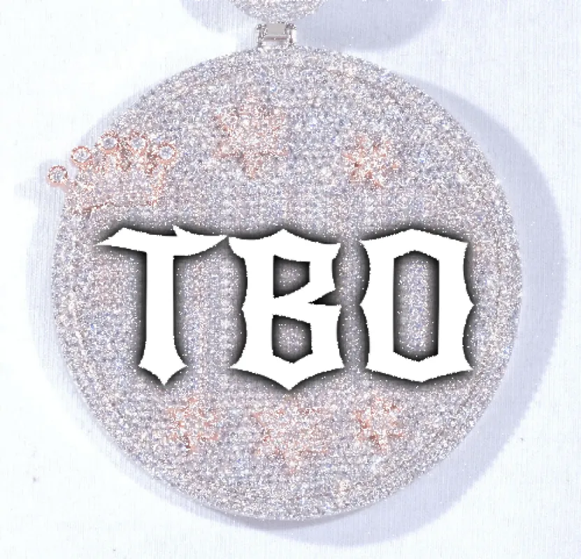 CUSTOM LETTER NECKLACE 3D BIG CROWN DISC sold by The GUU Shop