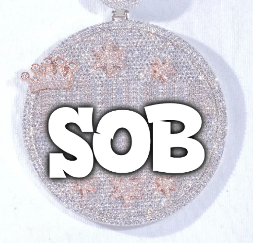 CUSTOM LETTER NECKLACE 3D BIG CROWN DISC sold by The GUU Shop