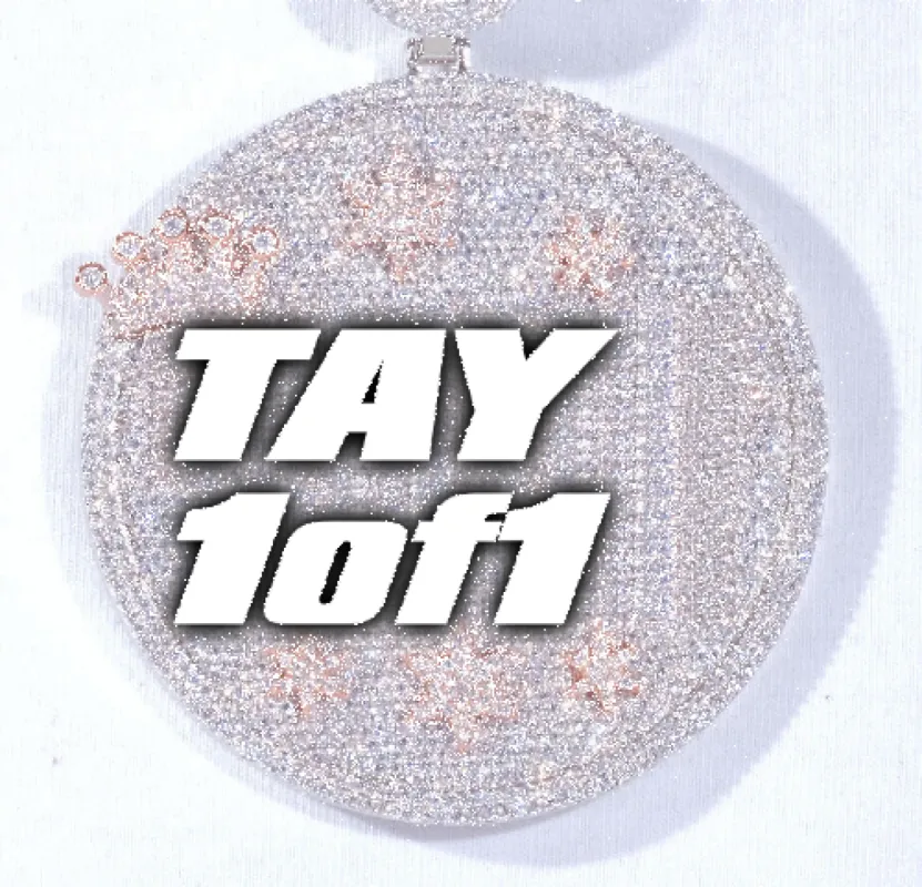 CUSTOM LETTER NECKLACE 3D BIG CROWN DISC sold by The GUU Shop