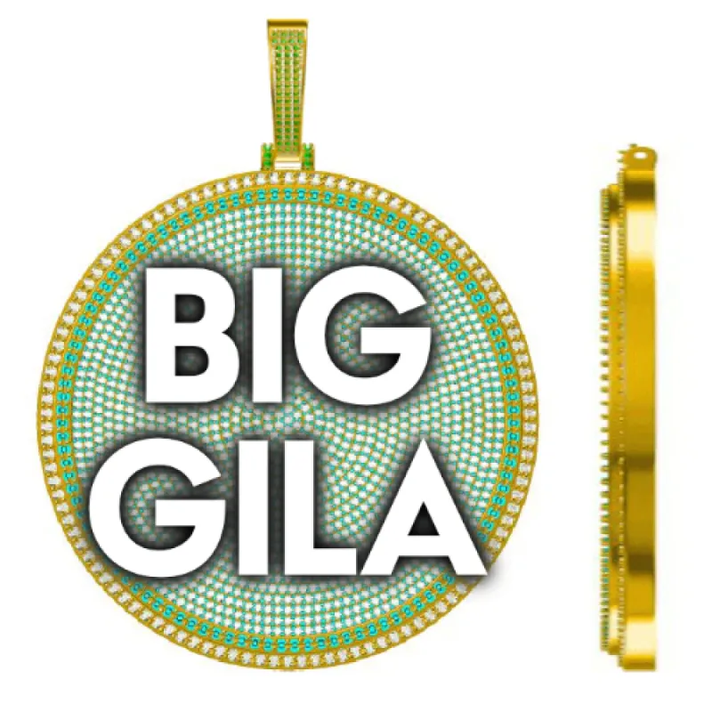 CUSTOM LETTER NECKLACE 3D BIG DISC sold by The GUU Shop