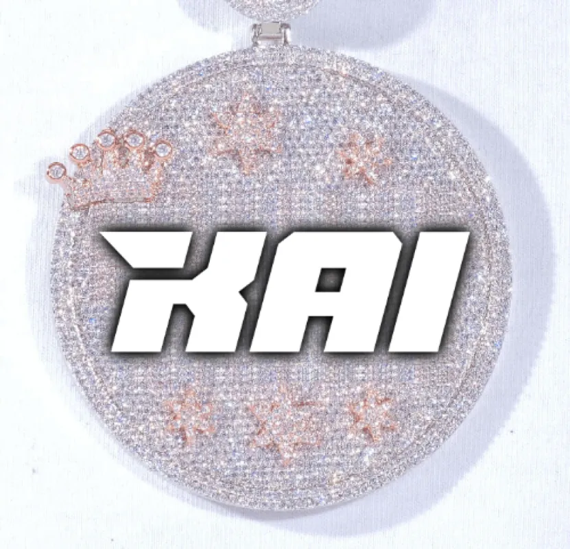 CUSTOM LETTER NECKLACE 3D BIG CROWN DISC sold by The GUU Shop