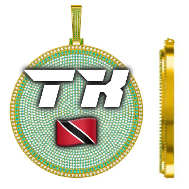 CUSTOM LETTER NECKLACE 3D BIG DISC sold by The GUU Shop