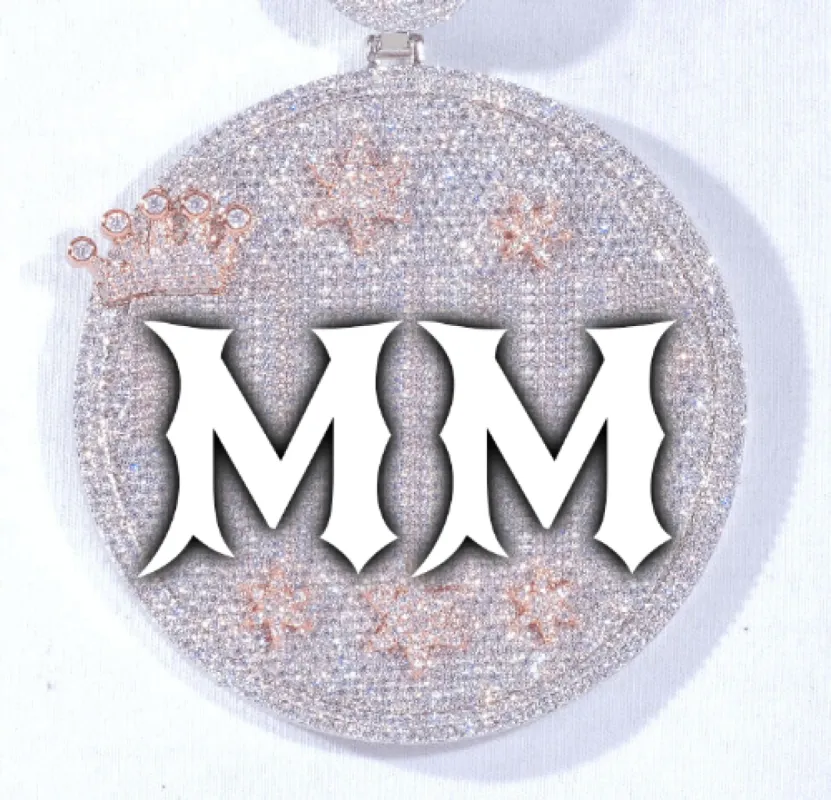 CUSTOM LETTER NECKLACE 3D BIG CROWN DISC sold by The GUU Shop