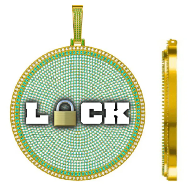 CUSTOM LETTER NECKLACE 3D BIG DISC sold by The GUU Shop