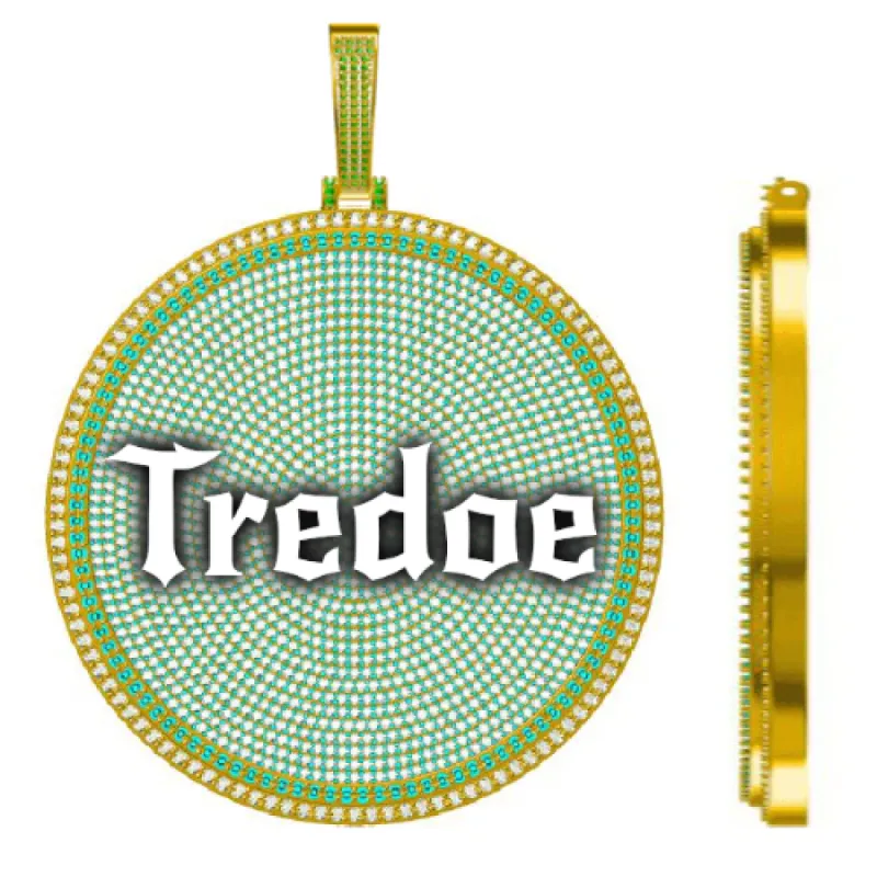 CUSTOM LETTER NECKLACE 3D BIG DISC sold by The GUU Shop