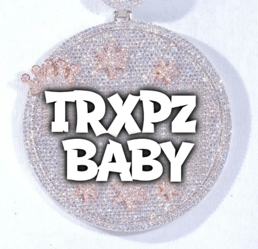 CUSTOM LETTER NECKLACE 3D BIG CROWN DISC sold by The GUU Shop