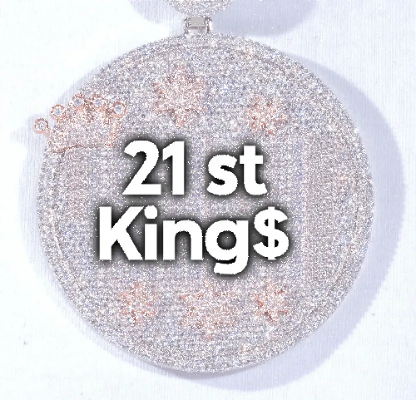 CUSTOM LETTER NECKLACE 3D BIG CROWN DISC made by The GUU Shop