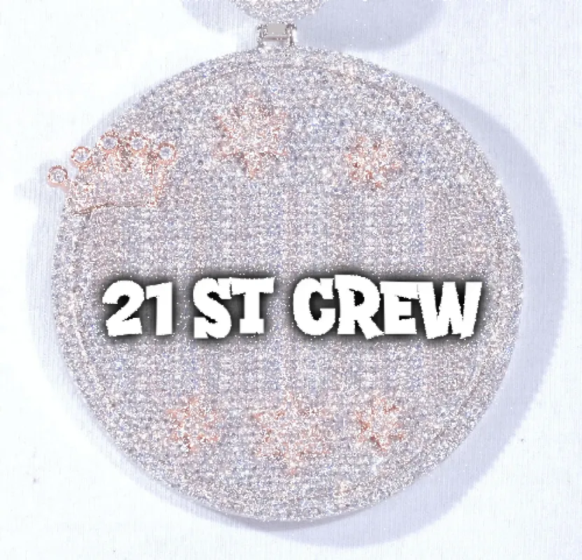 CUSTOM LETTER NECKLACE 3D BIG CROWN DISC sold by The GUU Shop