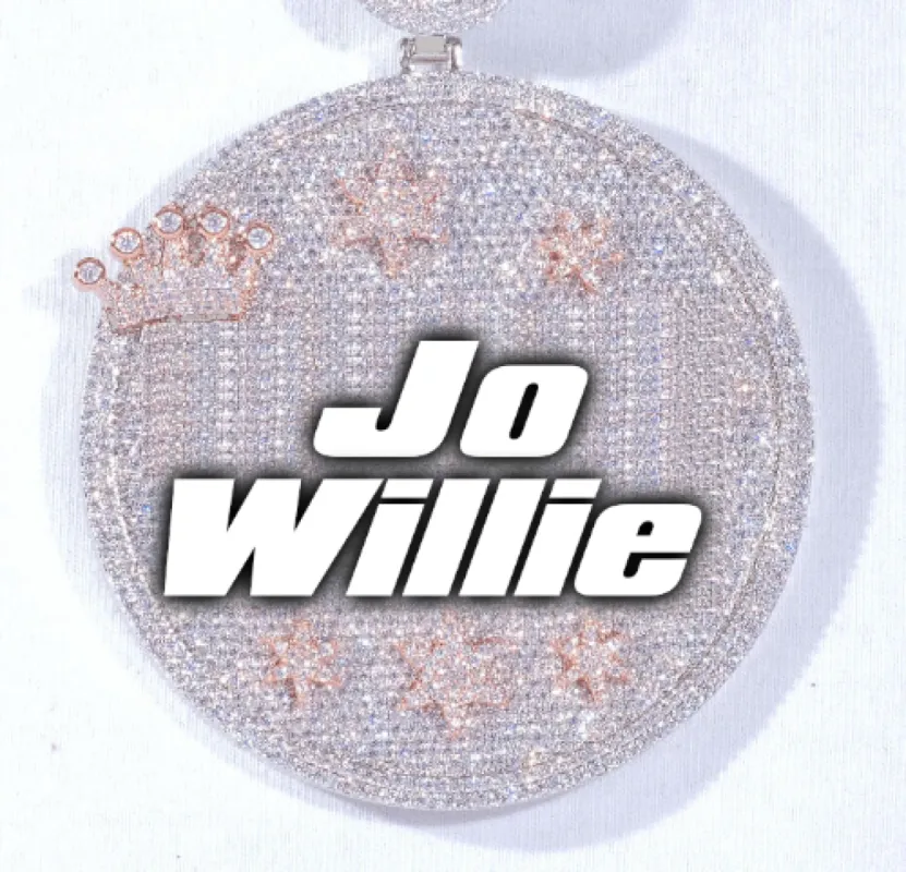 CUSTOM LETTER NECKLACE 3D BIG CROWN DISC sold by The GUU Shop