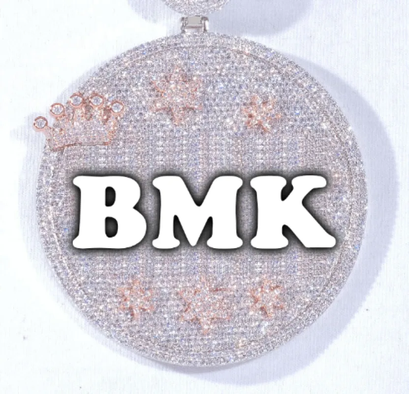 CUSTOM LETTER NECKLACE 3D BIG CROWN DISC sold by The GUU Shop