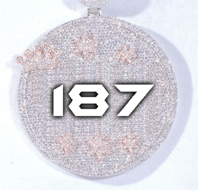 CUSTOM LETTER NECKLACE 3D BIG CROWN DISC sold by The GUU Shop