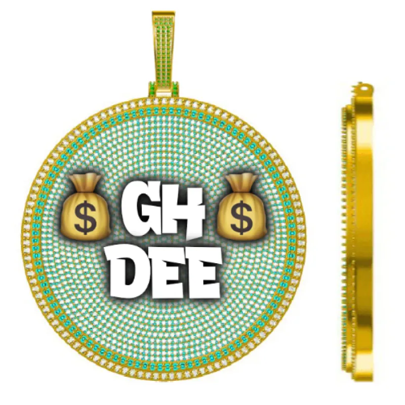 CUSTOM LETTER NECKLACE 3D BIG DISC sold by The GUU Shop