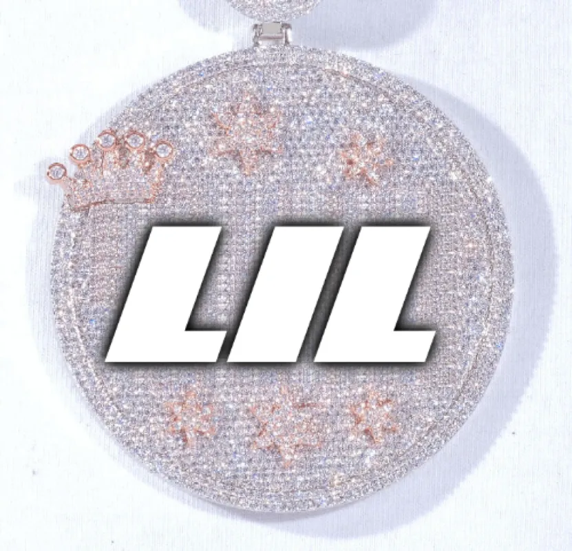 CUSTOM LETTER NECKLACE 3D BIG CROWN DISC sold by The GUU Shop